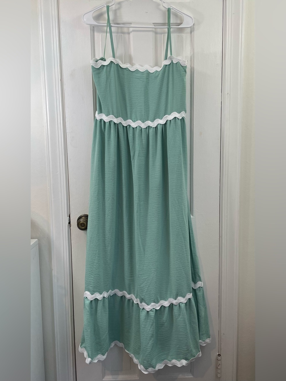 Haptics by Holly Harper Mint Tiered Maxi Dress with Contrasting Ric Rac Trim 1X